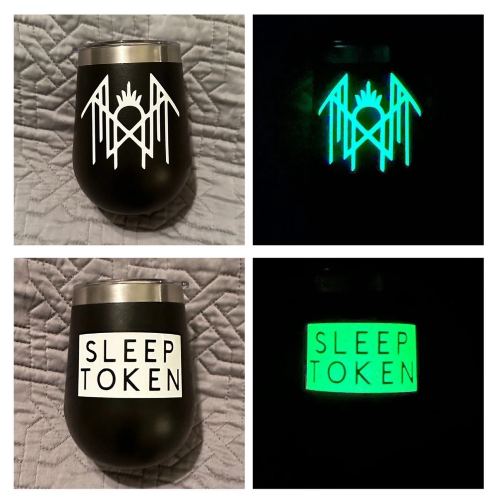 Custom SLEEP TOKEN Glow in the Dark OtterBox ELEVATION 10oz Wine Tumbler W/Lid